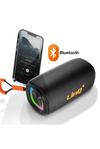 Altoparlante Bluetooth portatile impermeabile IPX6 con LED multicolore – LinQ Nero