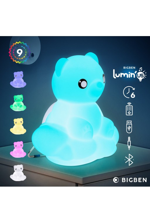 Altoparlante Bluetooth orsetto luminoso 15W intensità regolabile e autonomia di 6 ore Bigben Lumin'US