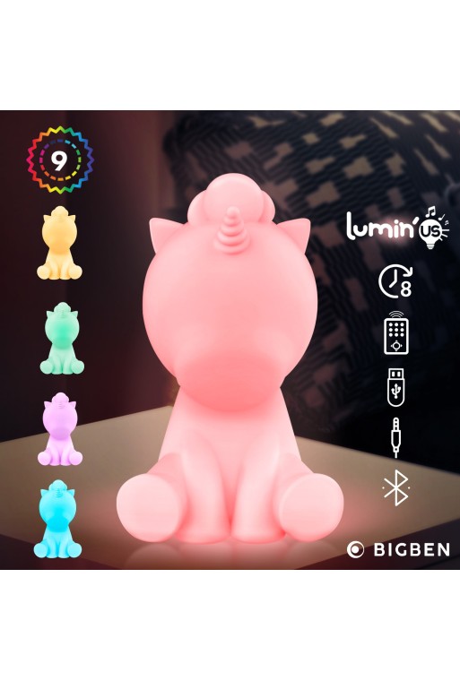 Altoparlante Bluetooth unicorno luminoso 15W intensità regolabile e autonomia di 8 ore Bigben Lumin'US