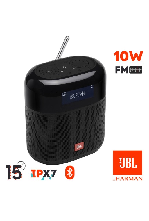 Altoparlante radio JBL Bluetooth 4.2 Suono cristallino Impermeabile IPX7 Schermo LCD e Autonomia 15h Tuner XL Nero