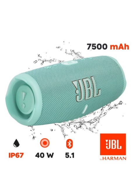 Altoparlante Bluetooth JBL Charge 5 Impermeabile IP67 + Powerbank Autonomia 20h Turchese