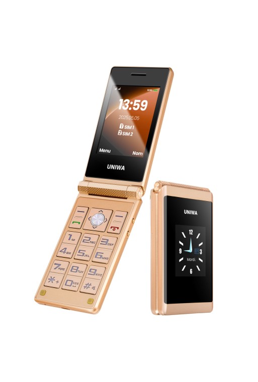 Telefono a conchiglia doppio schermo 2 8" + 1 77" Batteria 1200mAh – Oro