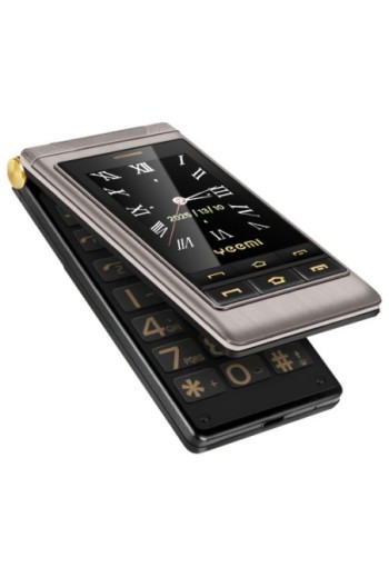 Telefono a conchiglia con doppio schermo touch esterno + interno – Grigio scuro