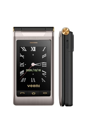 Telefono a conchiglia con doppio schermo touch esterno + interno – Grigio scuro