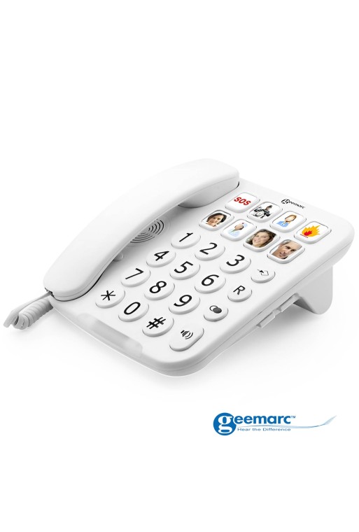Telefono Fisso Senior Amplificato 30dB + Boost con Tasti Foto - Geemarc