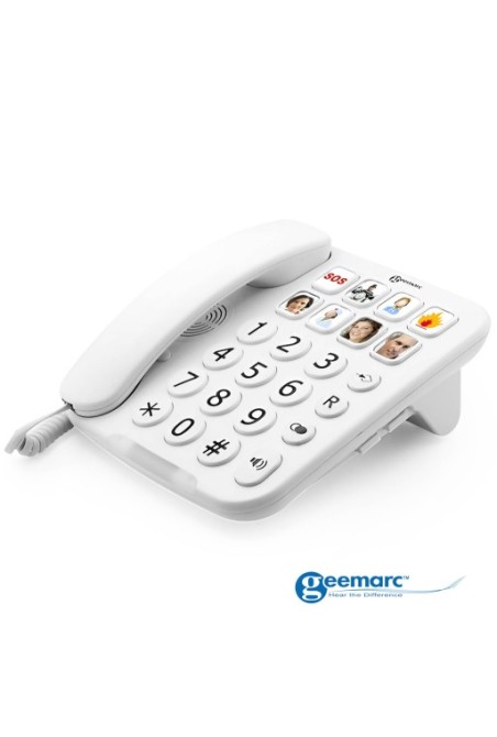 Telefono Fisso Senior Amplificato 30dB + Boost con Tasti Foto - Geemarc