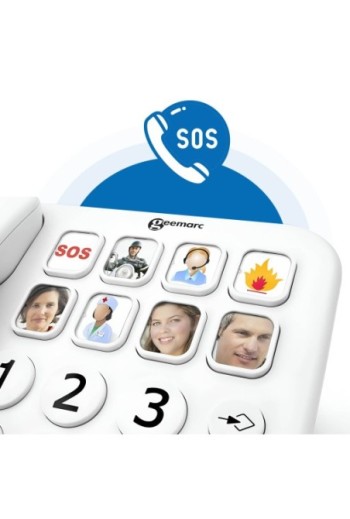 Telefono Fisso Senior Amplificato 30dB + Boost con Tasti Foto - Geemarc