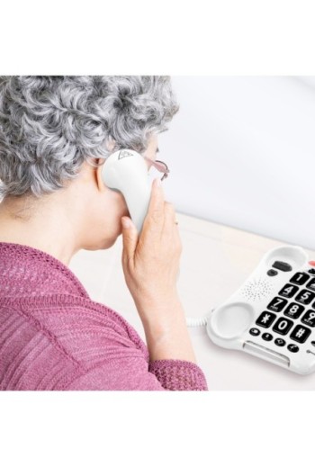 Telefono da parete amplificato per anziani - suoneria potente + tasti SOS - Geemarc