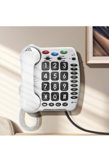 Telefono da parete amplificato per anziani - suoneria potente + tasti SOS - Geemarc