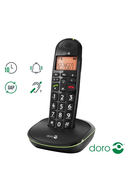 Telefono cordless DECT per senior Doro PhoneEasy 100W amplificatore audio e compatibile con apparecchi acustici - nero