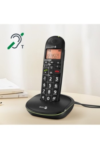 Telefono cordless DECT per senior Doro PhoneEasy 100W amplificatore audio e compatibile con apparecchi acustici - nero