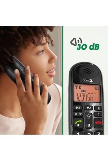 Telefono cordless per senior DECT Doro PhoneEasy 105wr con segreteria telefonica e grandi tasti - nero