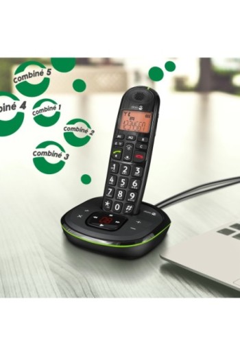 Telefono cordless per senior DECT Doro PhoneEasy 105wr con segreteria telefonica e grandi tasti - nero