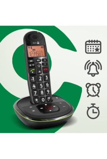 Telefono cordless per senior DECT Doro PhoneEasy 105wr con segreteria telefonica e grandi tasti - nero