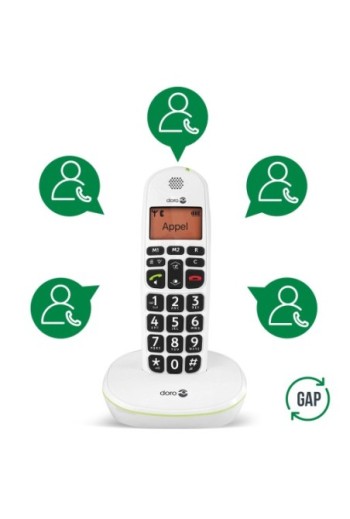Set di telefoni DECT per senior Doro PhoneEasy 100W Duo con tasti grandi e suono amplificato - bianco