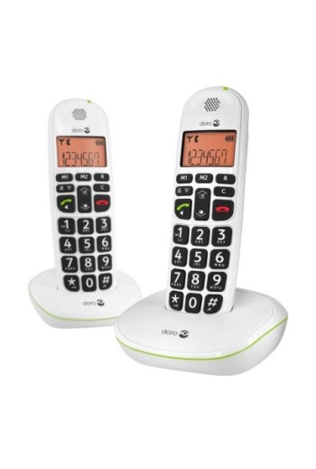 Set di telefoni DECT per senior Doro PhoneEasy 100W Duo con tasti grandi e suono amplificato - bianco