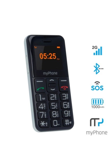 Telefono per senior myPhone Halo con interfaccia semplice Bluetooth e tasto SOS - Nero