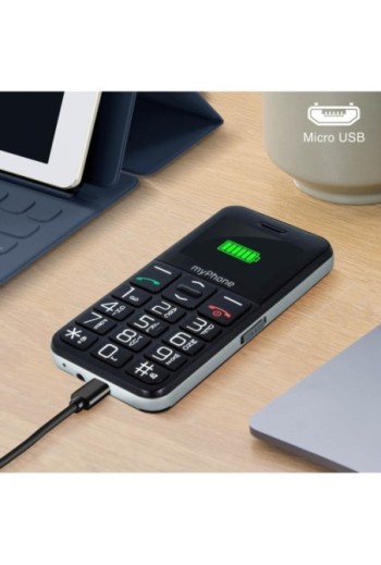 Telefono per senior myPhone Halo con interfaccia semplice Bluetooth e tasto SOS - Nero