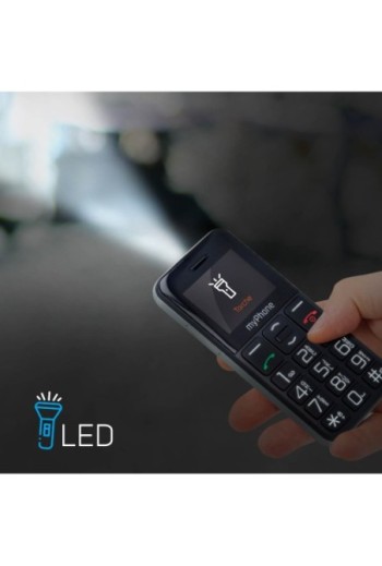 Telefono per senior myPhone Halo con interfaccia semplice Bluetooth e tasto SOS - Nero