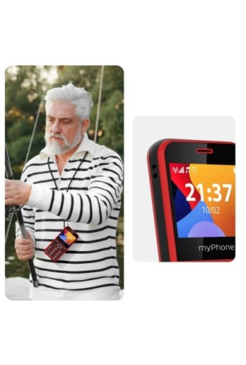 Telefono Senior myPhone Halo 3 con radio FM stazione di ricarica e tasto SOS - rosso