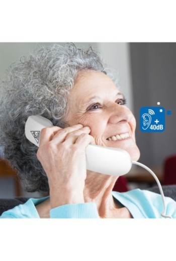 Telefono Senior Amplificato 30dB + Bracciale Allarme SOS - Geemarc CL610
