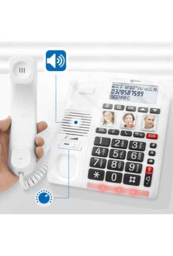 Telefono Senior Amplificato 30dB + Bracciale Allarme SOS - Geemarc CL610