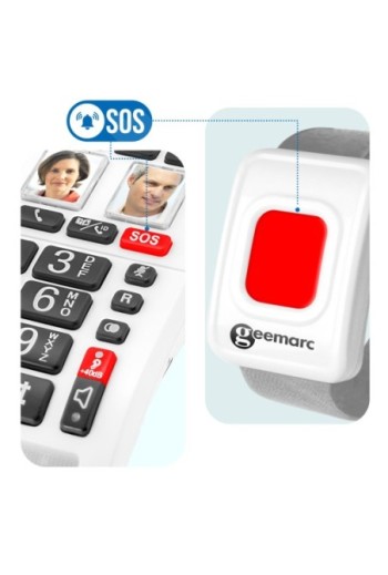 Telefono Senior Amplificato 30dB + Bracciale Allarme SOS - Geemarc CL610