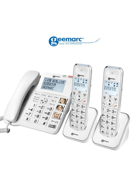 Telefono fisso amplificato per senior + 2 cordless Geemarc AmpliDECT Combi 295-2
