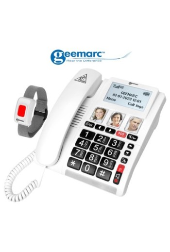 Telefono Fisso Senior Amplificato Grandi Tasti e Bracciale SOS - Geemarc CL9000