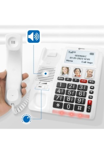 Telefono Fisso Senior Amplificato Grandi Tasti e Bracciale SOS - Geemarc CL9000