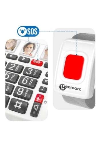 Telefono Fisso Senior Amplificato Grandi Tasti e Bracciale SOS - Geemarc CL9000