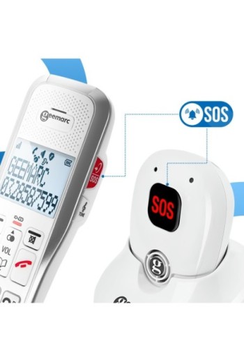 Telefono cordless senior + medaglione SOS - Geemarc AmpliDect 595 SOS Pro
