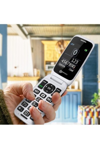 Telefono cellulare amplificato per anziani - a conchiglia - tasto SOS - Geemarc CL8700 bianco e nero