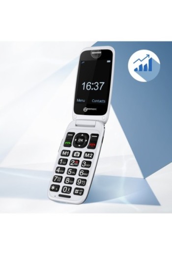 Telefono cellulare amplificato per anziani - a conchiglia - tasto SOS - Geemarc CL8700 bianco e nero