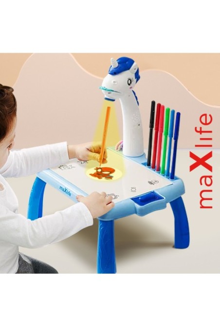 Tavolo da disegno con faretto a unicorno per bambini - Maxlife blu