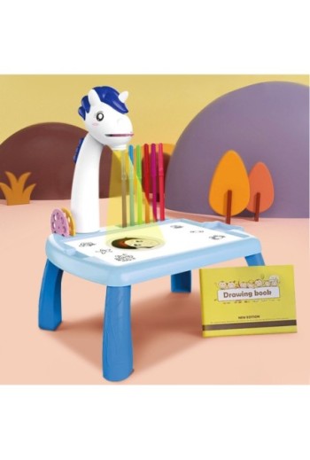 Tavolo da disegno con faretto a unicorno per bambini - Maxlife blu