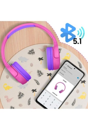 Cuffie Bluetooth 5.1 per bambini con microfono 8 ore di autonomia Akashi - rosa / viola