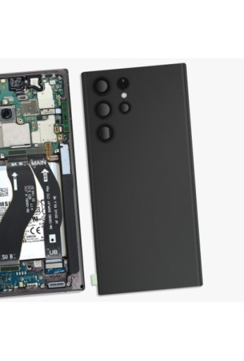 Copribatteria di ricambio per Samsung Galaxy S22 Ultra con lente di protezione per la fotocamera - nero