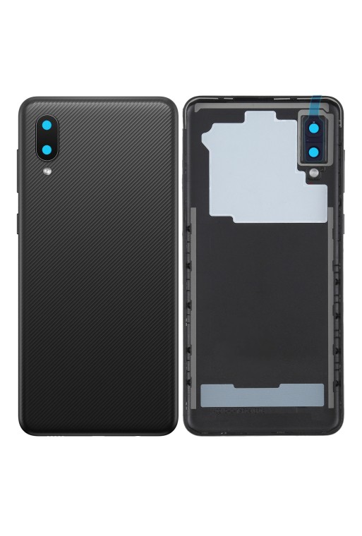 Copribatteria di ricambio per Samsung Galaxy A02 con lente di protezione per la fotocamera - nero