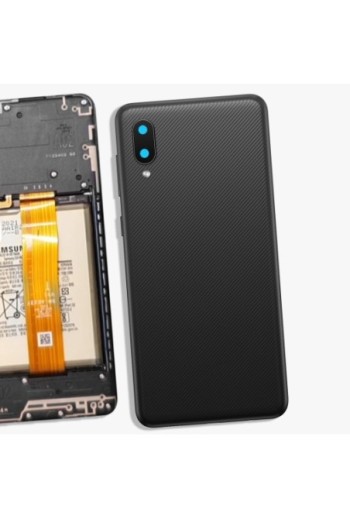 Copribatteria di ricambio per Samsung Galaxy A02 con lente di protezione per la fotocamera - nero