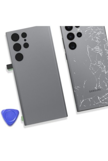 Vetro posteriore compatibile per Samsung Galaxy S22 Ultra - grigio