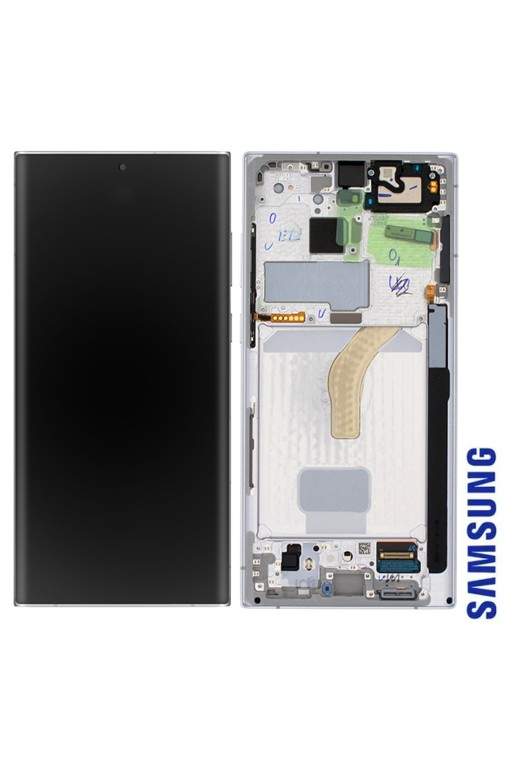 Schermo per Samsung Galaxy S22 Ultra Originale Samsung Blocco Completo: LCD + Vetro Touch - Phantom White