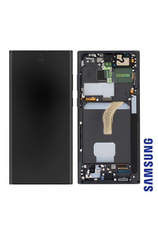 Schermo per Samsung Galaxy S22 Ultra Originale Samsung Blocco Completo: LCD + Vetro Touch - Phantom Black