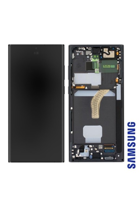 Schermo per Samsung Galaxy S22 Ultra Originale Samsung Blocco Completo: LCD + Vetro Touch - Phantom Black