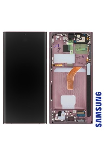 Schermo per Samsung Galaxy S22 Ultra Originale Samsung Blocco Completo: LCD + Vetro Touch - Burgundy