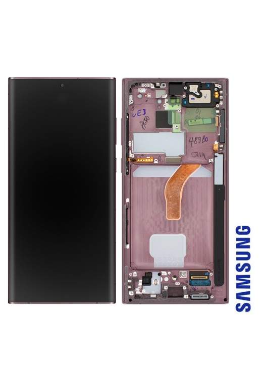 Schermo per Samsung Galaxy S22 Ultra Originale Samsung Blocco Completo: LCD + Vetro Touch - Burgundy