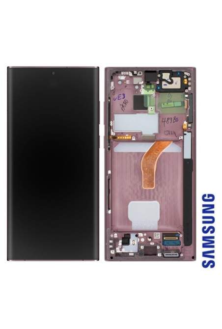 Schermo per Samsung Galaxy S22 Ultra Originale Samsung Blocco Completo: LCD + Vetro Touch - Burgundy