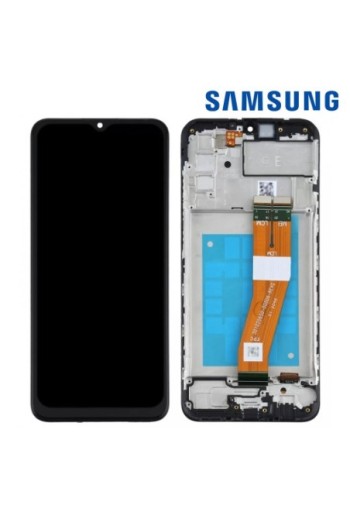 Schermo per Samsung Galaxy A02s originale Samsung: Schermo LCD + Vetro Tattile Service Pack (Versione G) - Nero