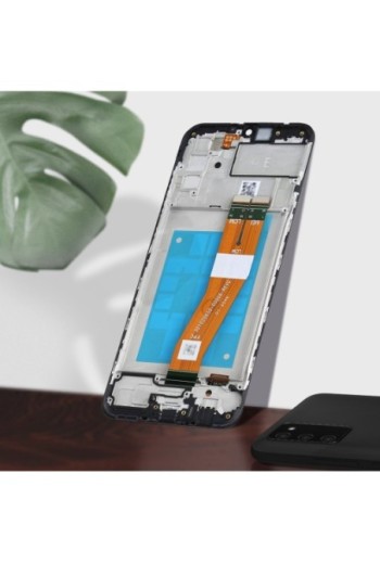 Schermo per Samsung Galaxy A02s originale Samsung: Schermo LCD + Vetro Tattile Service Pack (Versione G) - Nero