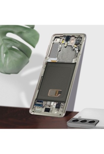 Blocco completo originale Samsung Galaxy S21: Schermo LCD + Vetro Tattile Service Pack - Phantom White